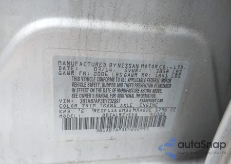 2014 Nissan Sentra Sr from USA, damaged, VIN 3N1AB7AP3EY232997